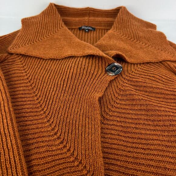 Elisabetta M Mohair/Wool Asymmetric Cardigan Sweater Made In Italy Burnt Siena - Picture 10 of 12